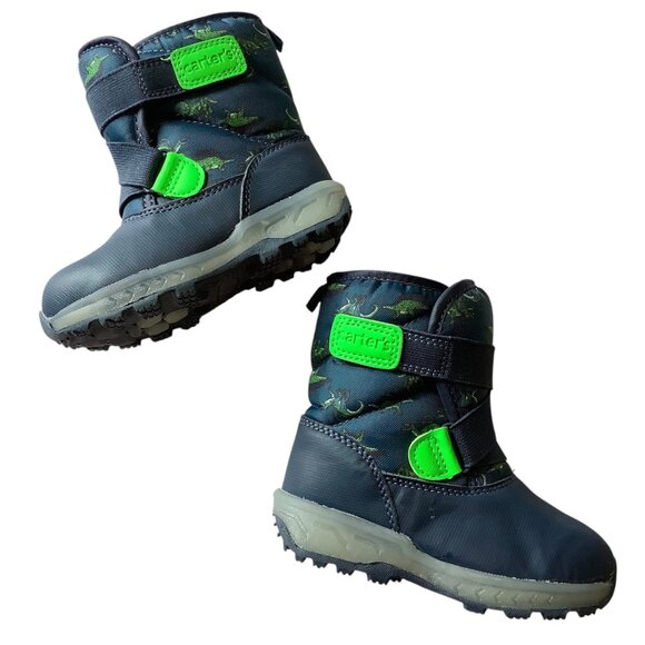 Carters Legolas Boys Dinosaur Print Winter Snow Boots Size 7M - Picture 1 of 7